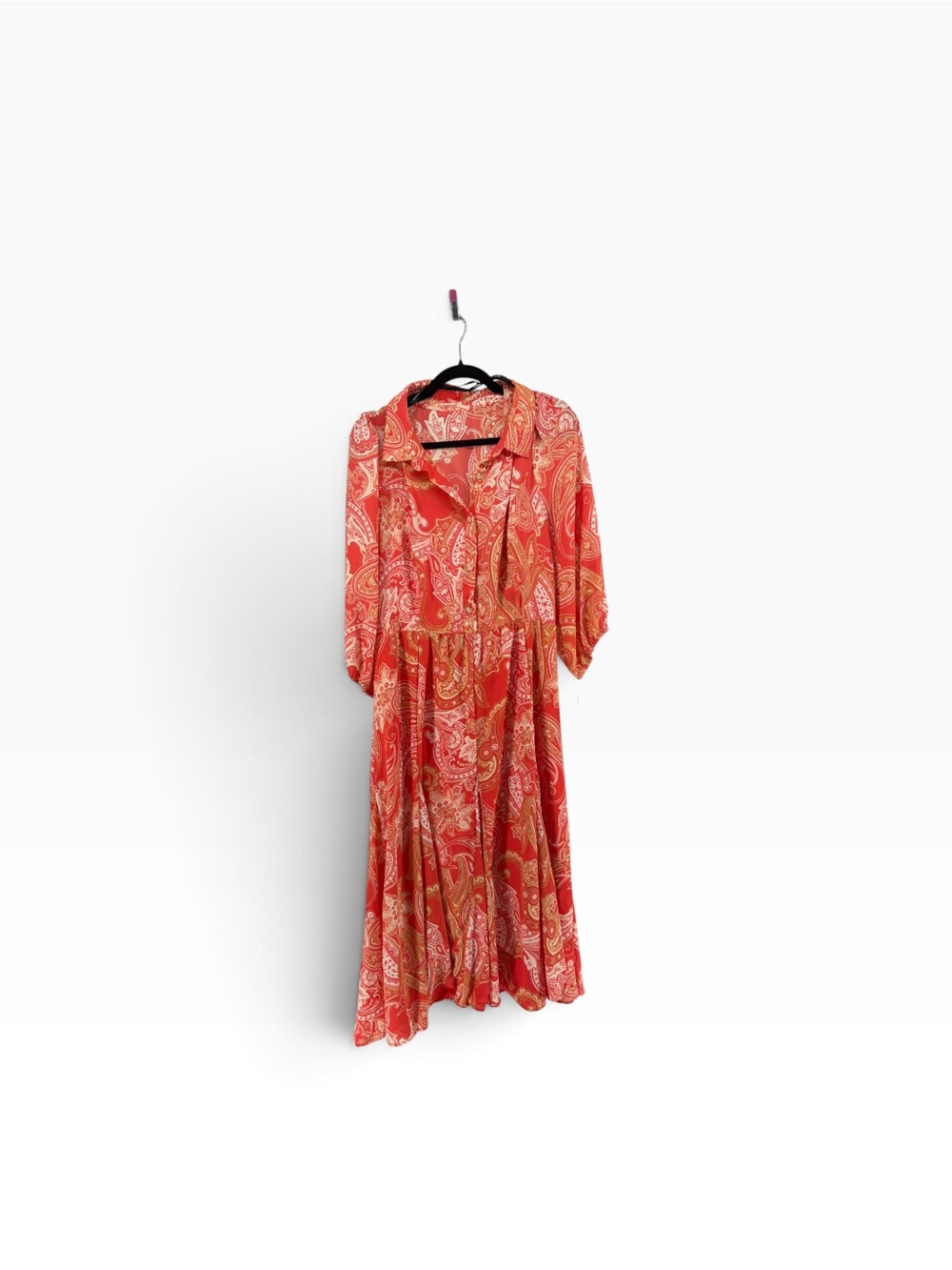 New TAHARI ASL Women’s Red Paisley Button-Front Midi Dress Retail $169 size 16 - Picture 2 of 5